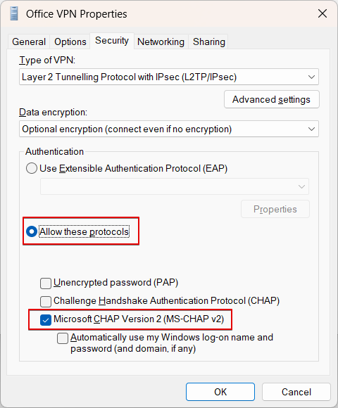 Security tab