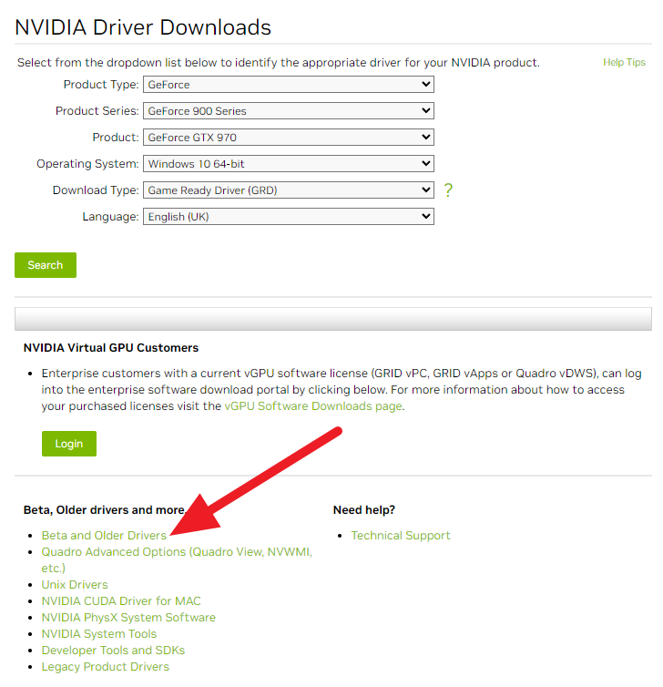 Nvidia Driver Download Page