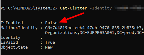 Get-Clutter -Identity... - IsEnabled