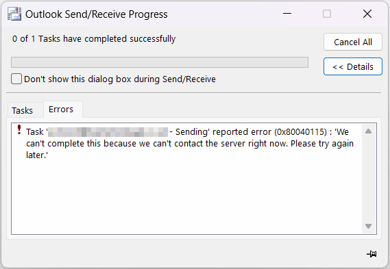 Outlook Send/Receive Progress