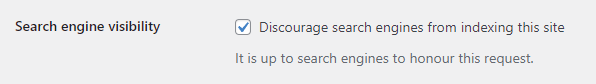 WordPress - Discourage search engines from indexing this site