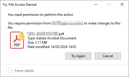 Windows File Access Denied Error