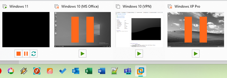 Windows Taskbar with VMware Workstation