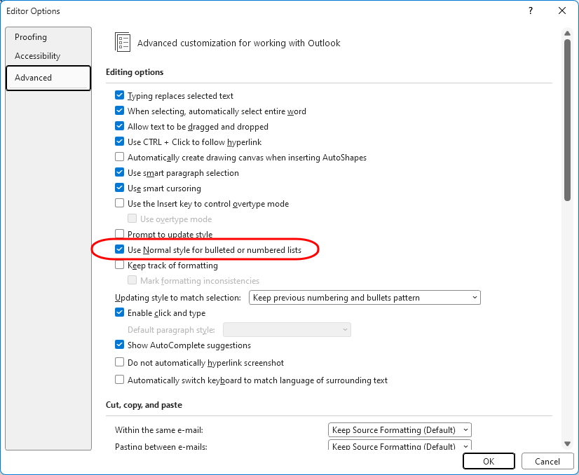 Use Normal style for bulleted or numbered lists